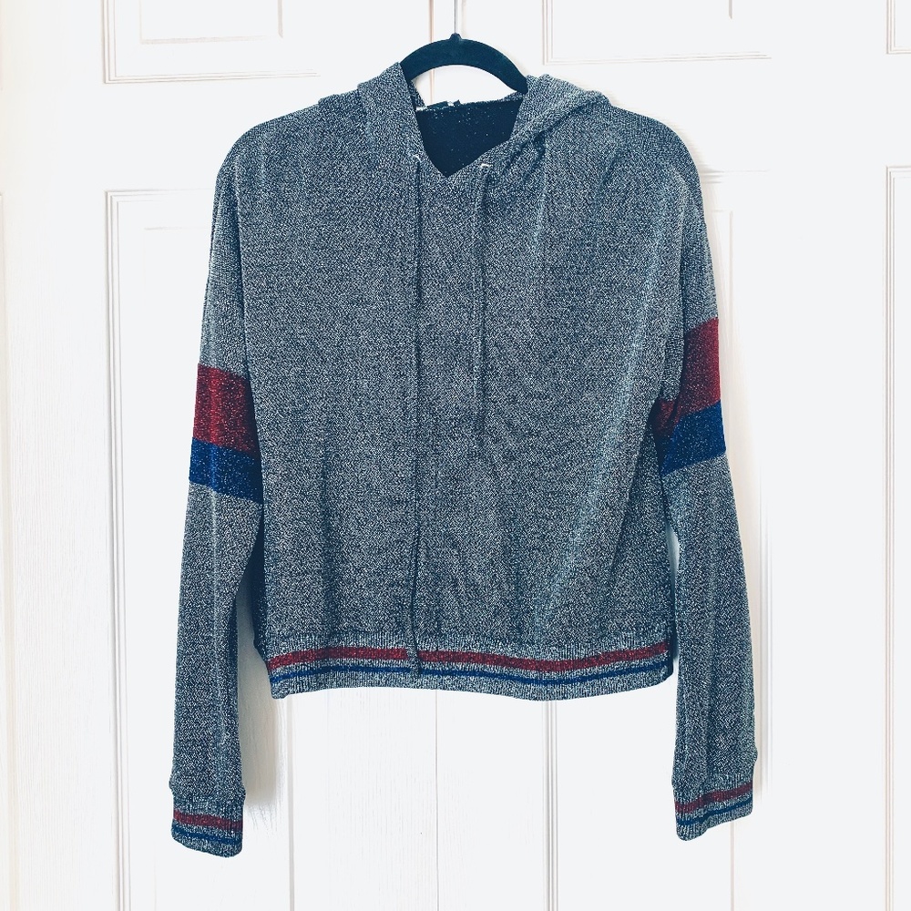 Sparkle hoodie long sleeves dressy top